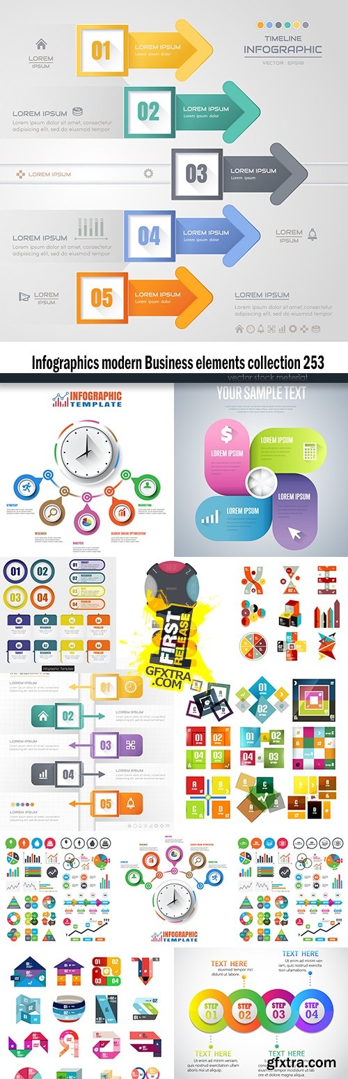 Infographics modern Business elements collection 253