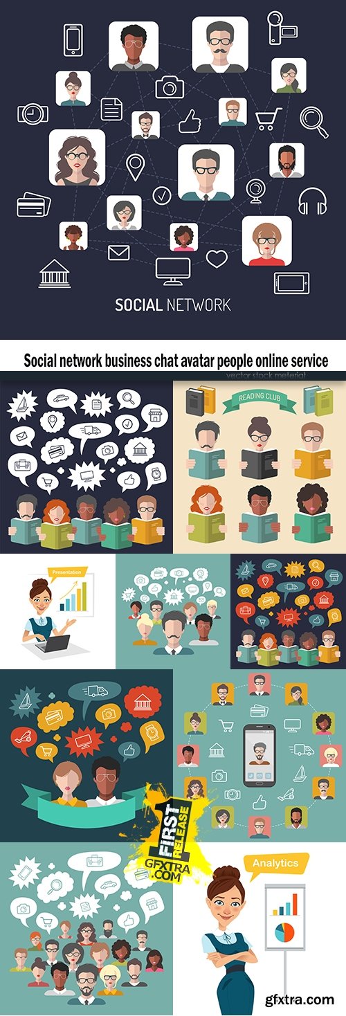 Social network business chat avatar people online service