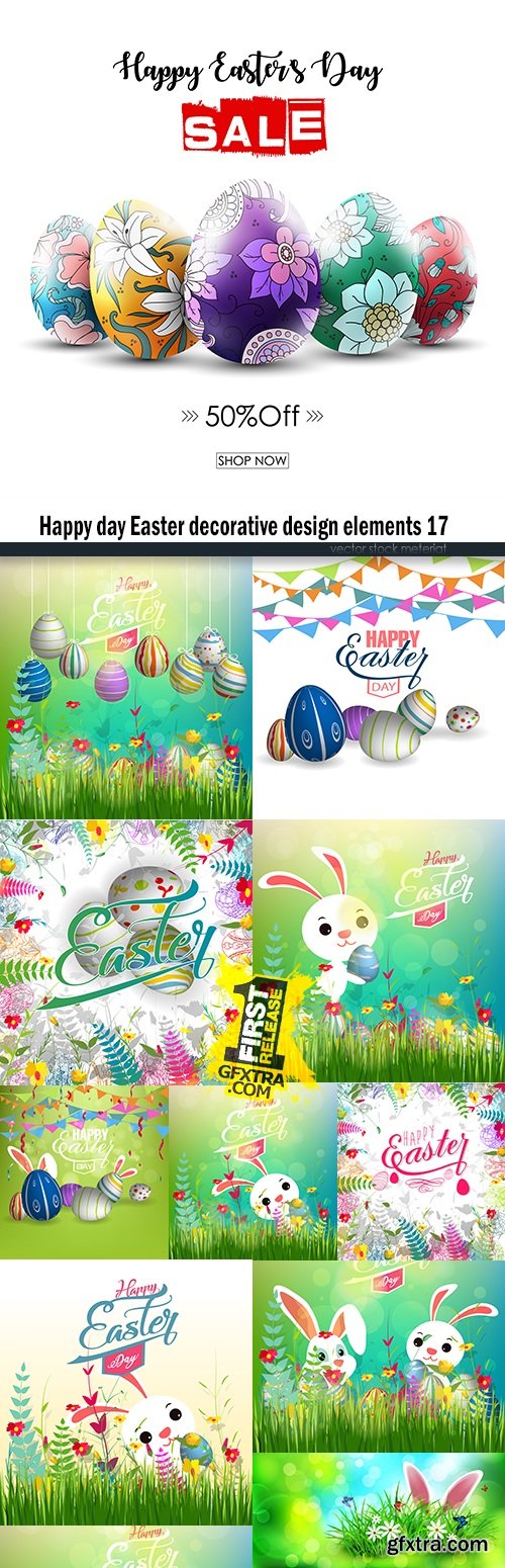 Happy day Easter decorative design elements 17