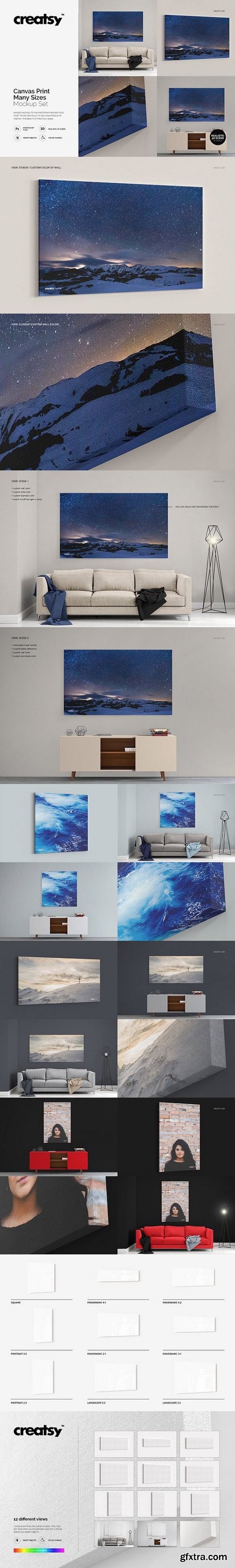 CM - Canvas Print Many Sizes Mockup Set 1323193