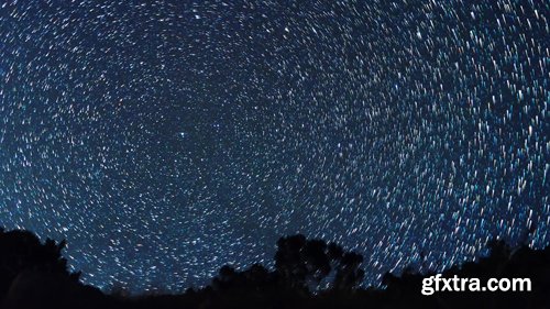 The Stars Revolve Around the Polar Star. There are Disappearing Tracks. 4K