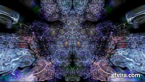 Abstract rorschach imagery forms and flows loop