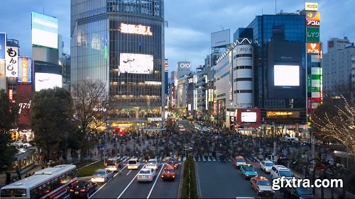 Tl wide shot pedestrians and traffic across shibuya crossing hachiko crossi