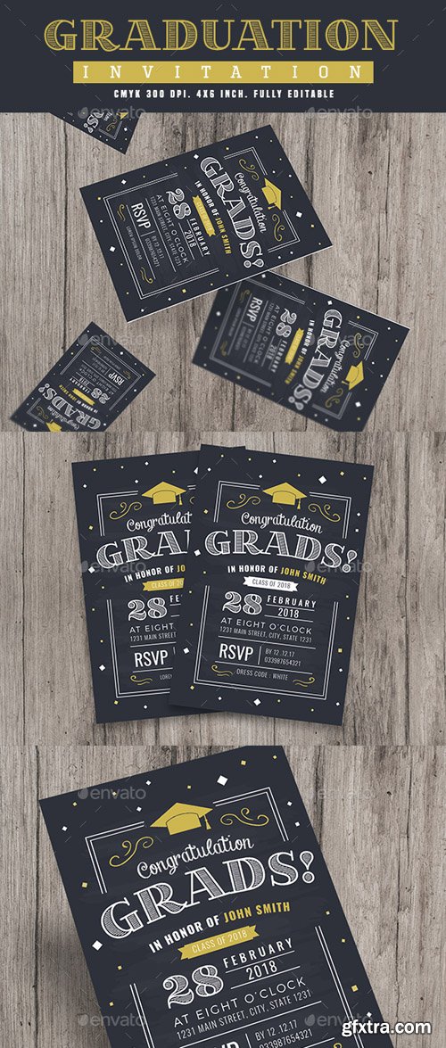 GR - Chalkboard Style Graduation invitation 19623052