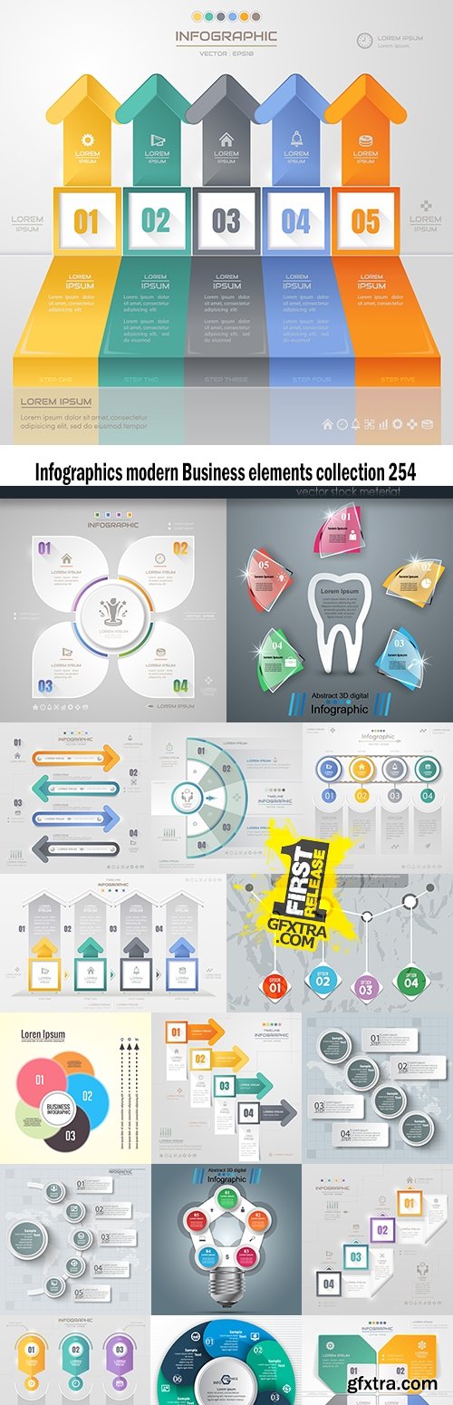 Infographics modern Business elements collection 254