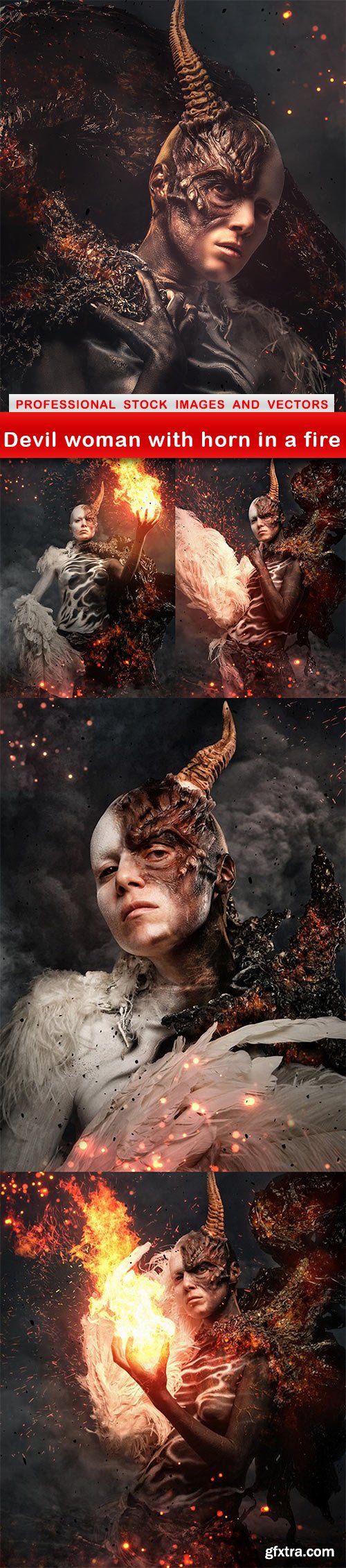 Devil woman with horn in a fire - 5 UHQ JPEG