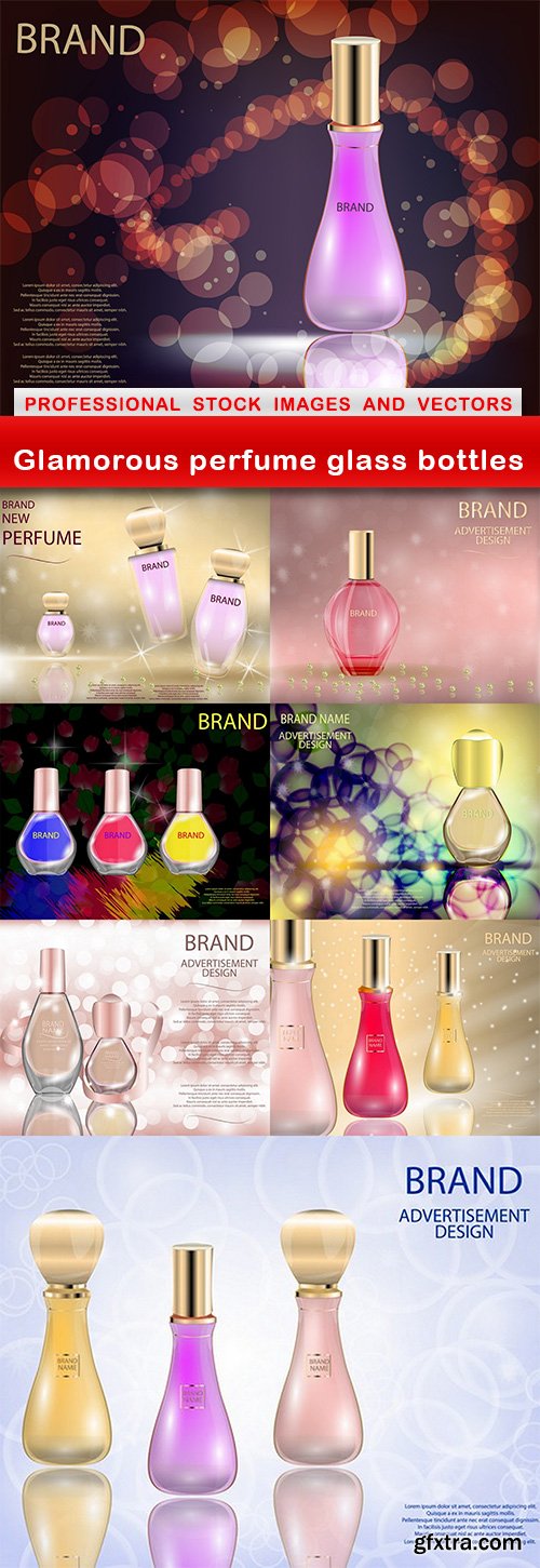 Glamorous perfume glass bottles - 8 EPS