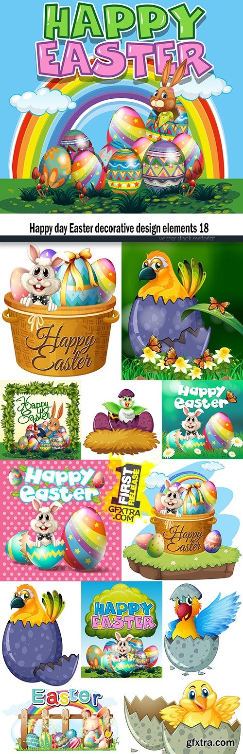 Happy day Easter decorative design elements 18