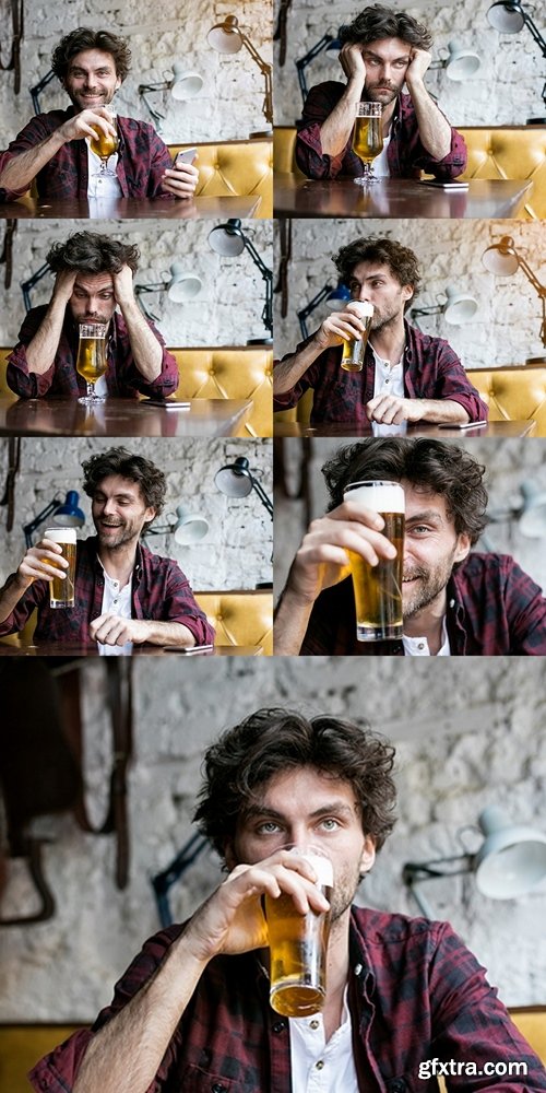 Men having beer in a pub