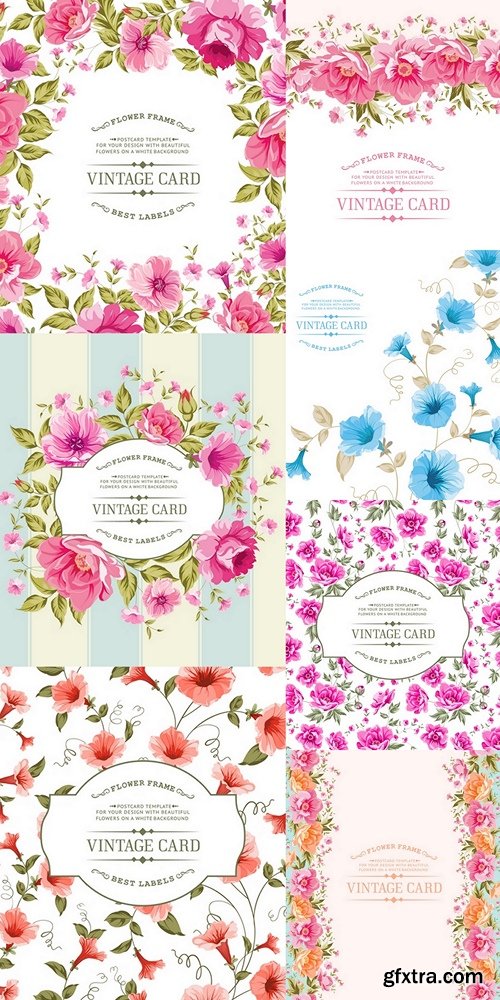 Vintage frame on a floral background Premium Vector