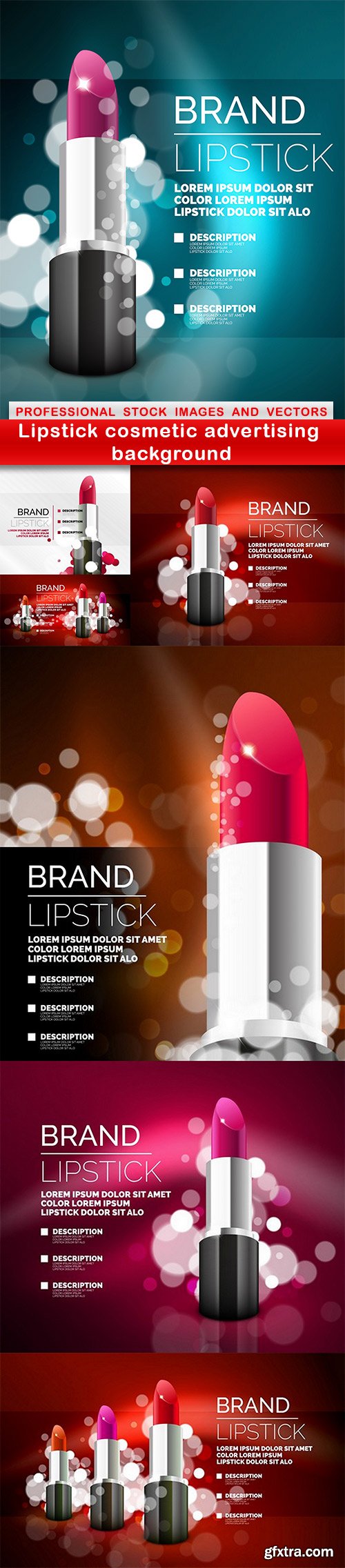 Lipstick cosmetic advertising background - 7 EPS