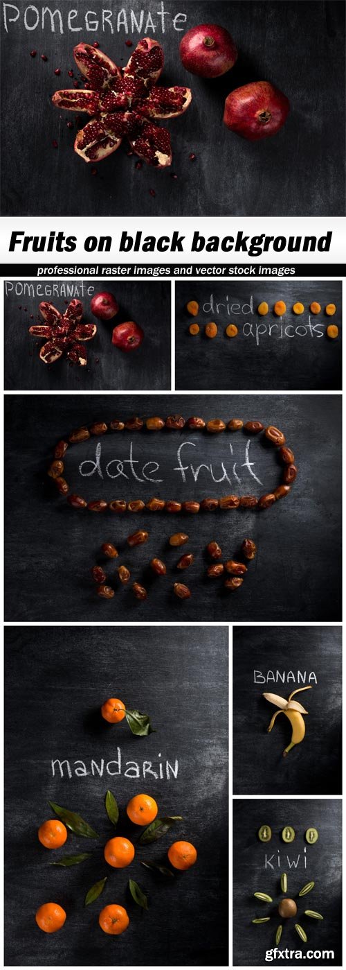 Fruits on black background - 6 UHQ JPEG