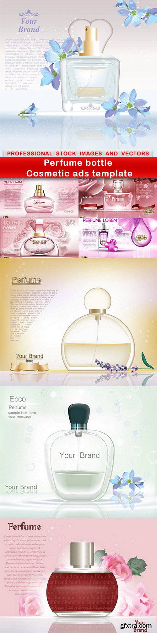 Perfume bottle Cosmetic ads template - 8 EPS