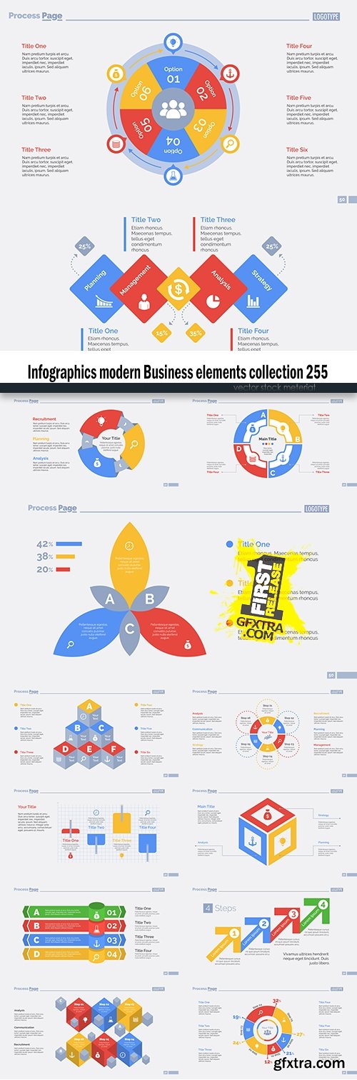 Infographics modern Business elements collection 255