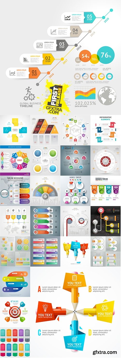 Big collection modern Infographics Business elements 6