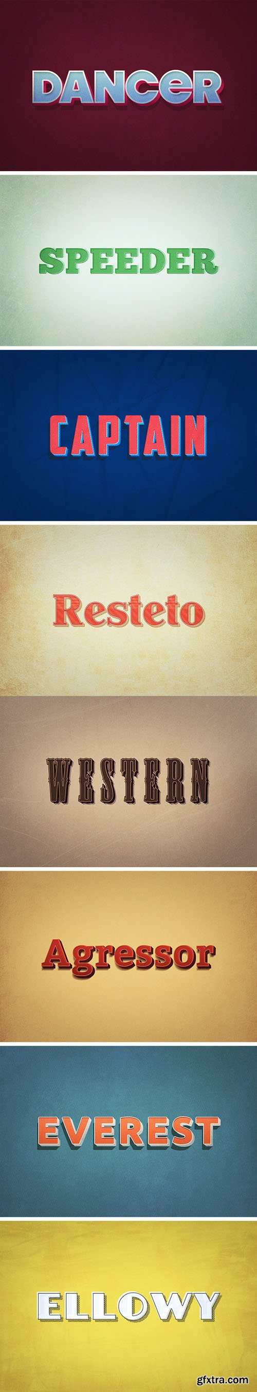 8 Retro Style Text Effects PSD