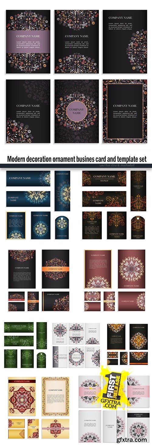 Modern decoration ornament busines card and template set