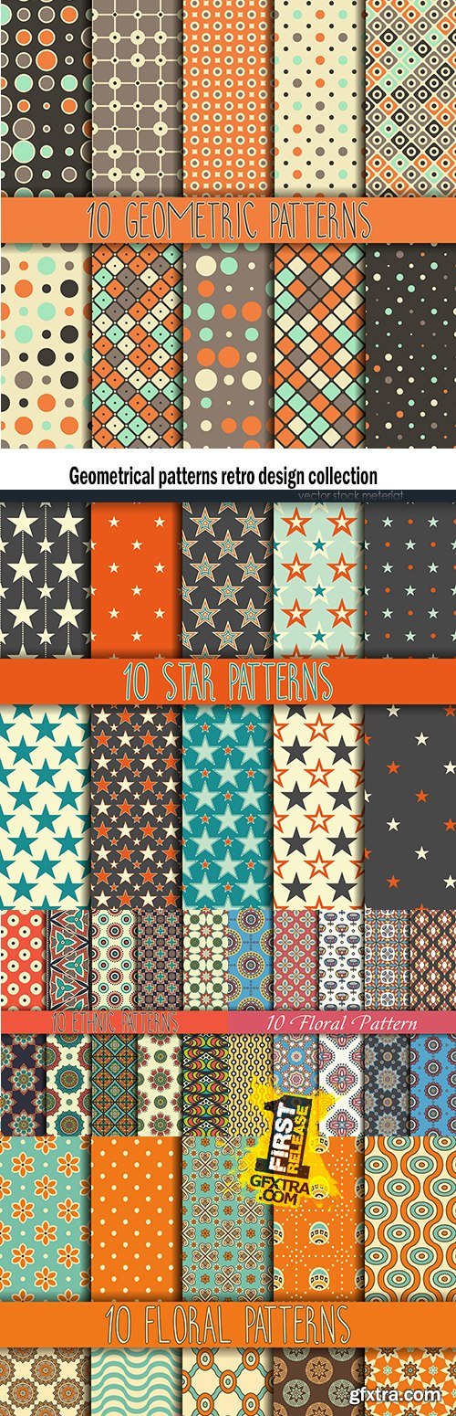 Geometrical patterns retro design collection