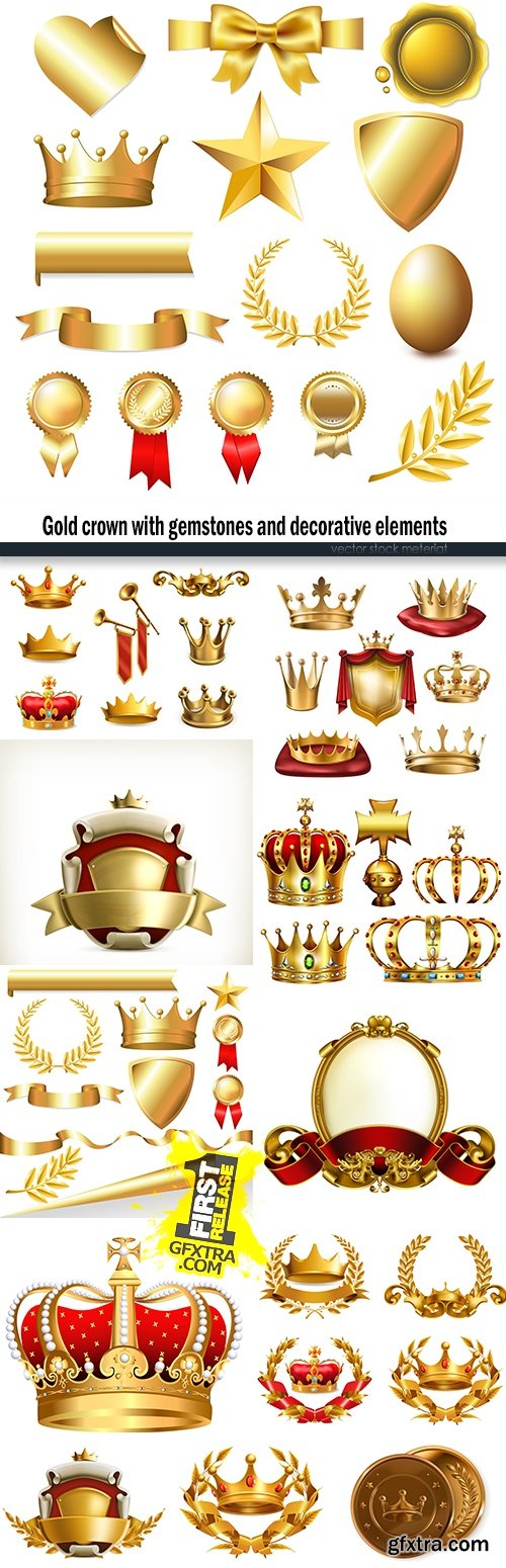 Gold crown with gemstones and decorative elements