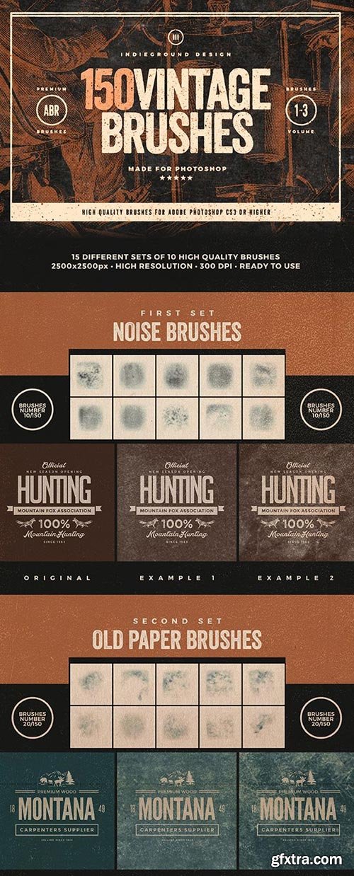 GraphicRiver - 150 Vintage Brushes Bundle - 19639124