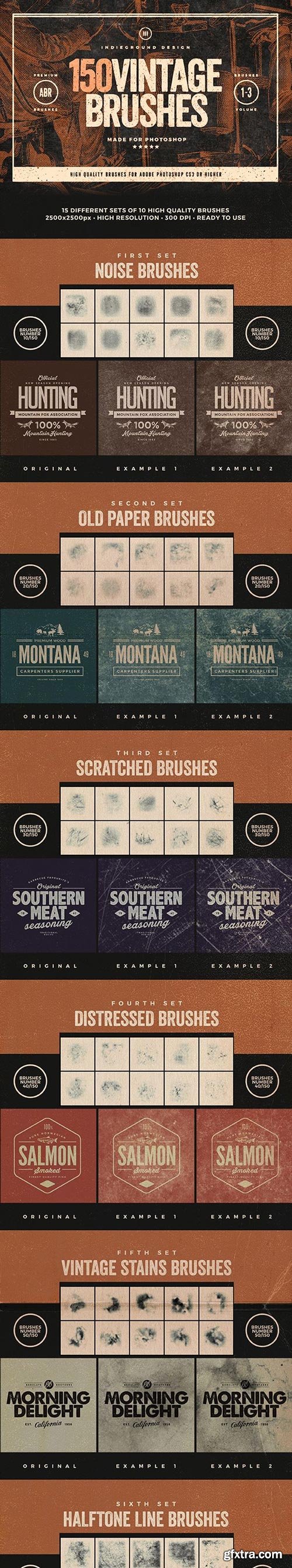 GraphicRiver - 150 Vintage Brushes Bundle - 19639124