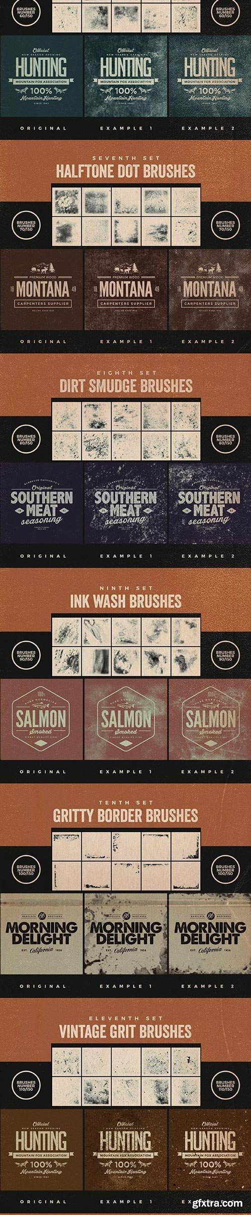 GraphicRiver - 150 Vintage Brushes Bundle - 19639124