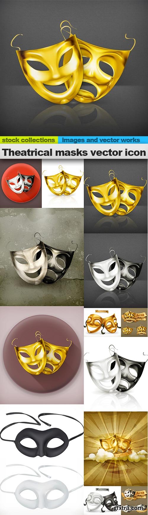 Theatrical masks vector icon, 13 x EPS