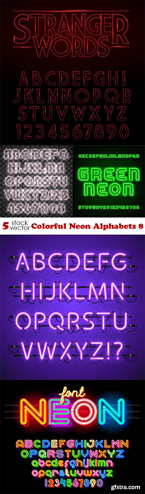 Vectors - Colorful Neon Alphabets 8