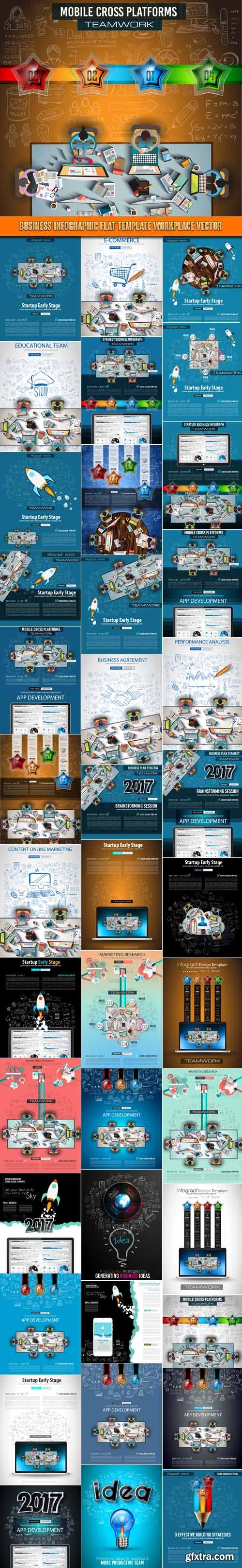 Business infographic flat template workplace vector