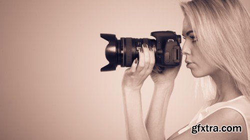 Photographer girl shooting images 10x JPEG