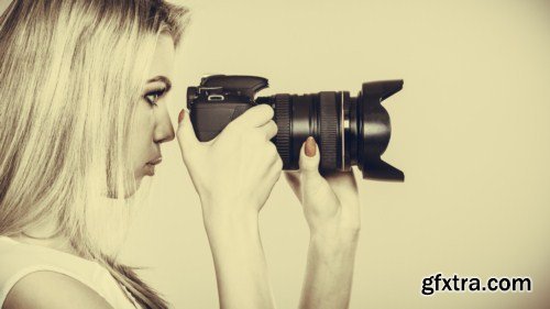 Photographer girl shooting images 10x JPEG