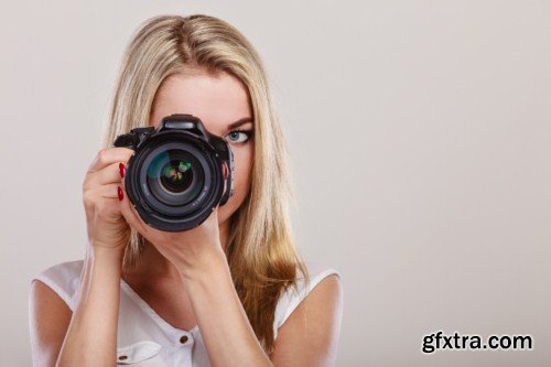 Photographer girl shooting images 10x JPEG