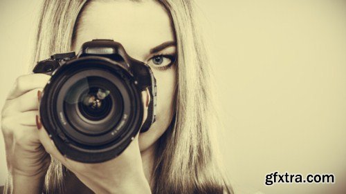 Photographer girl shooting images 10x JPEG