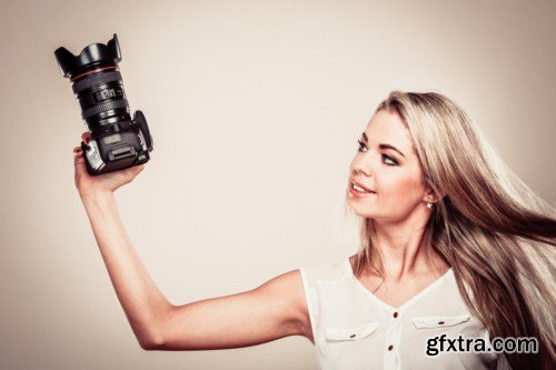 Photographer girl shooting images 10x JPEG