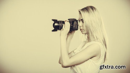 Photographer girl shooting images 10x JPEG