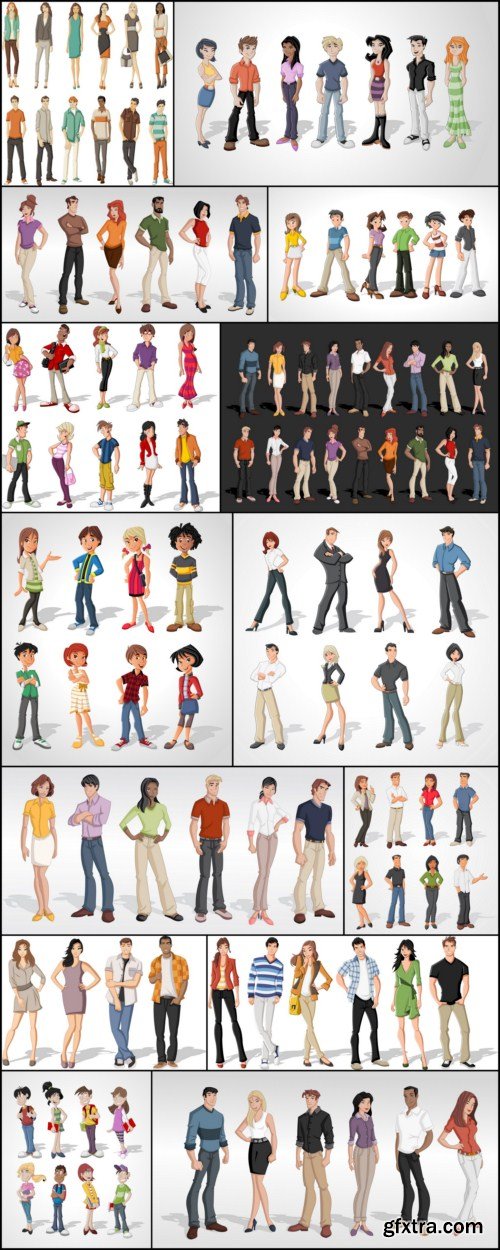 Group cartoon business people 14X EPS