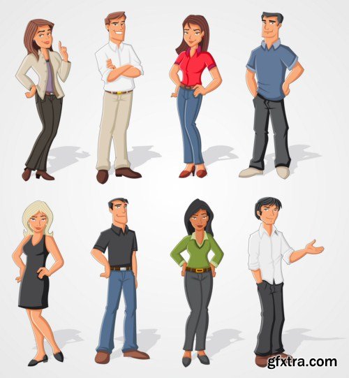 Group cartoon business people 14X EPS