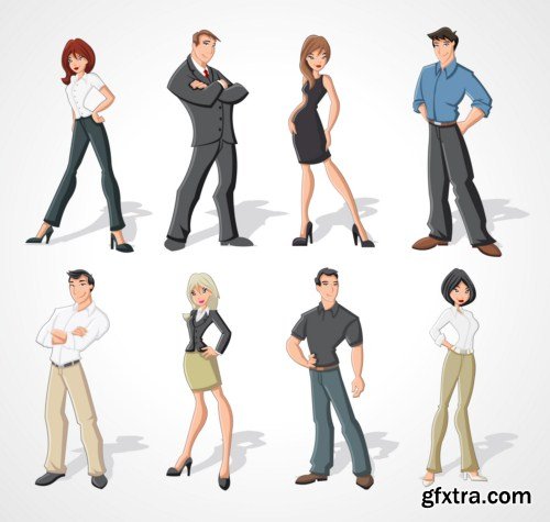 Group cartoon business people 14X EPS