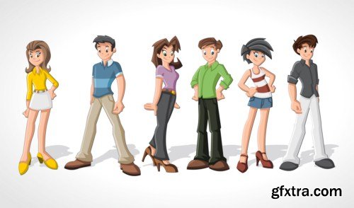 Group cartoon business people 14X EPS