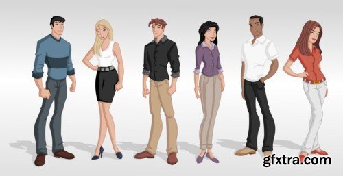 Group cartoon business people 14X EPS