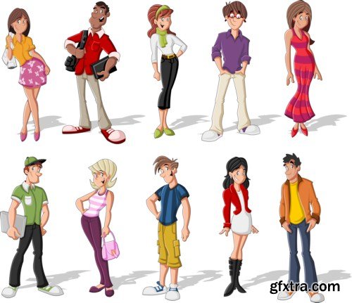 Group cartoon business people 14X EPS