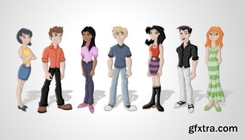 Group cartoon business people 14X EPS