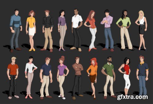 Group cartoon business people 14X EPS