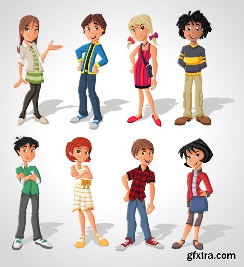 Group cartoon business people 14X EPS