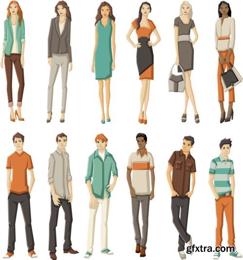 Group cartoon business people 14X EPS