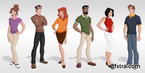 Group cartoon business people 14X EPS