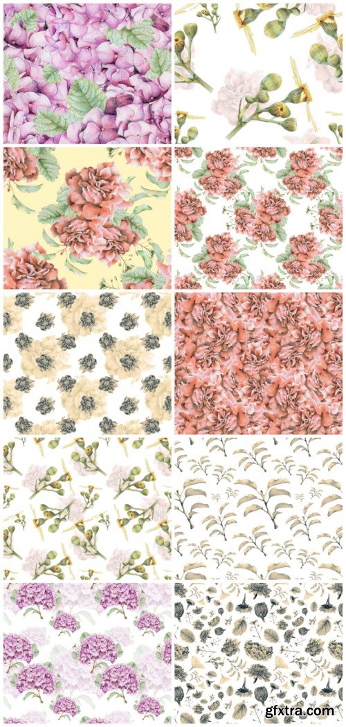 Seamless pattern with beautiful spring flowers 10X JPEG