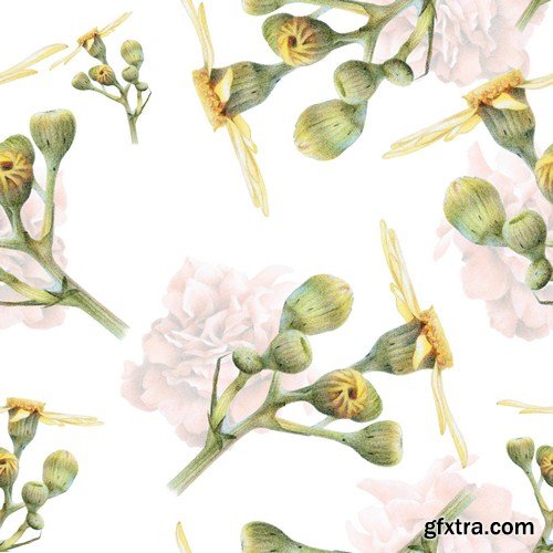 Seamless pattern with beautiful spring flowers 10X JPEG