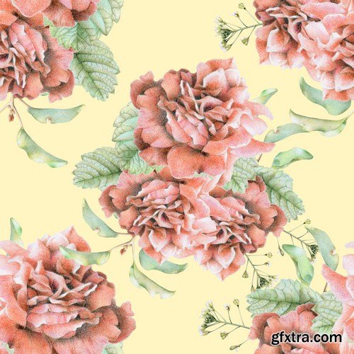 Seamless pattern with beautiful spring flowers 10X JPEG