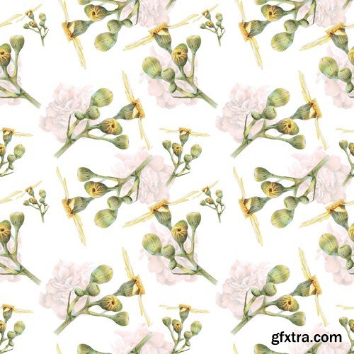 Seamless pattern with beautiful spring flowers 10X JPEG